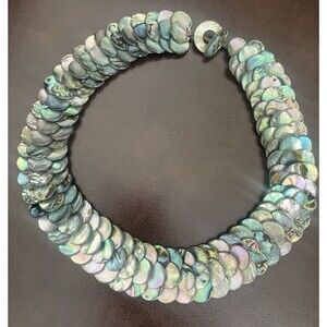 MONIES Gerda Lynggaard Iridescent Abalone Chunky Collar Necklace 19"